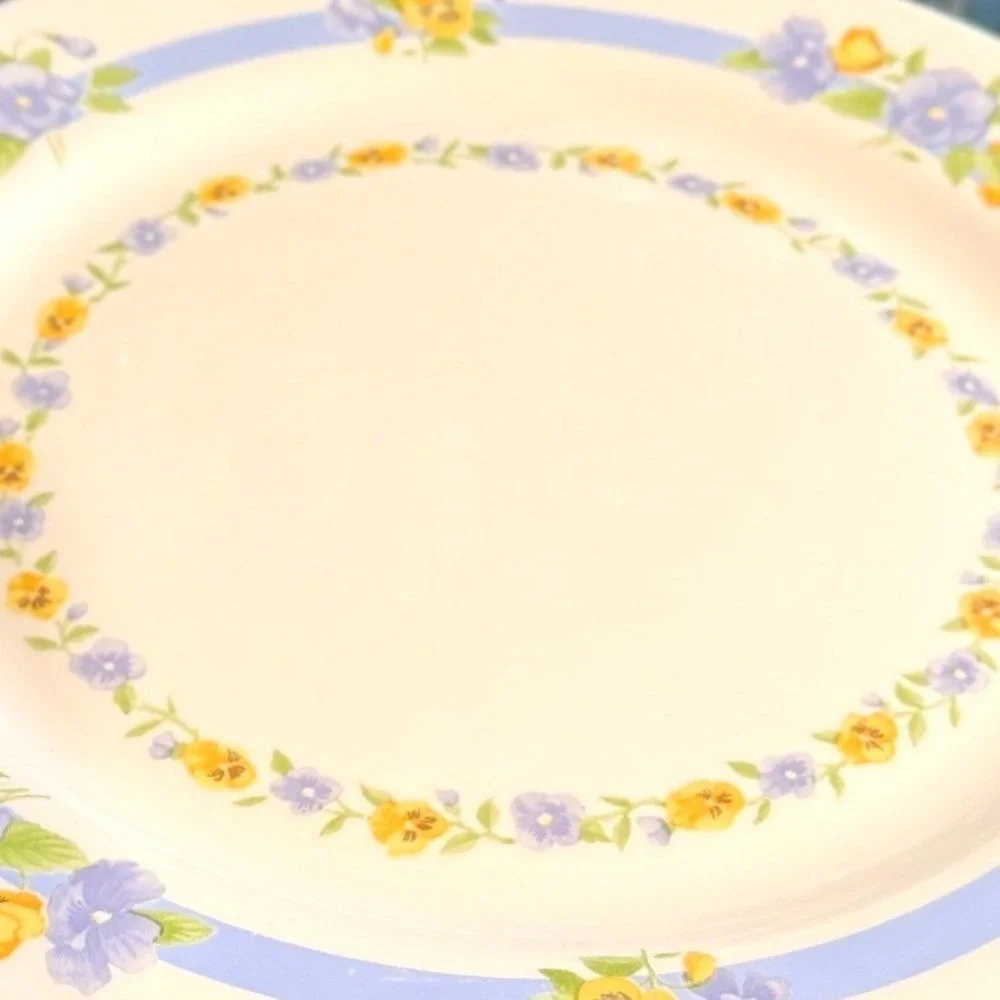 Arcopal France Pansy Floral Charger/Platter Blue Yellow‎ 12